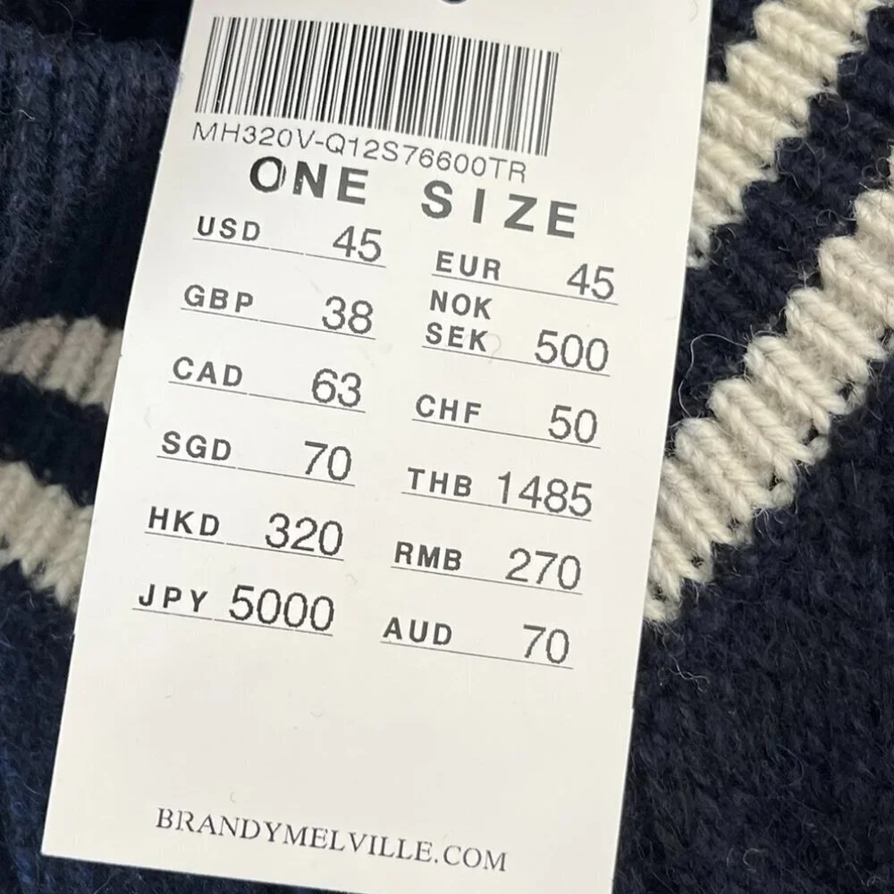 Brandy Melville Oversized V-Neck Knit Preppy-Academia-Varsity Wool Sweater